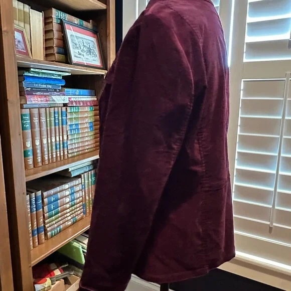 Chico's Rich Burgundy Utility Jacket with Gold Accents - Picture 2 of 10